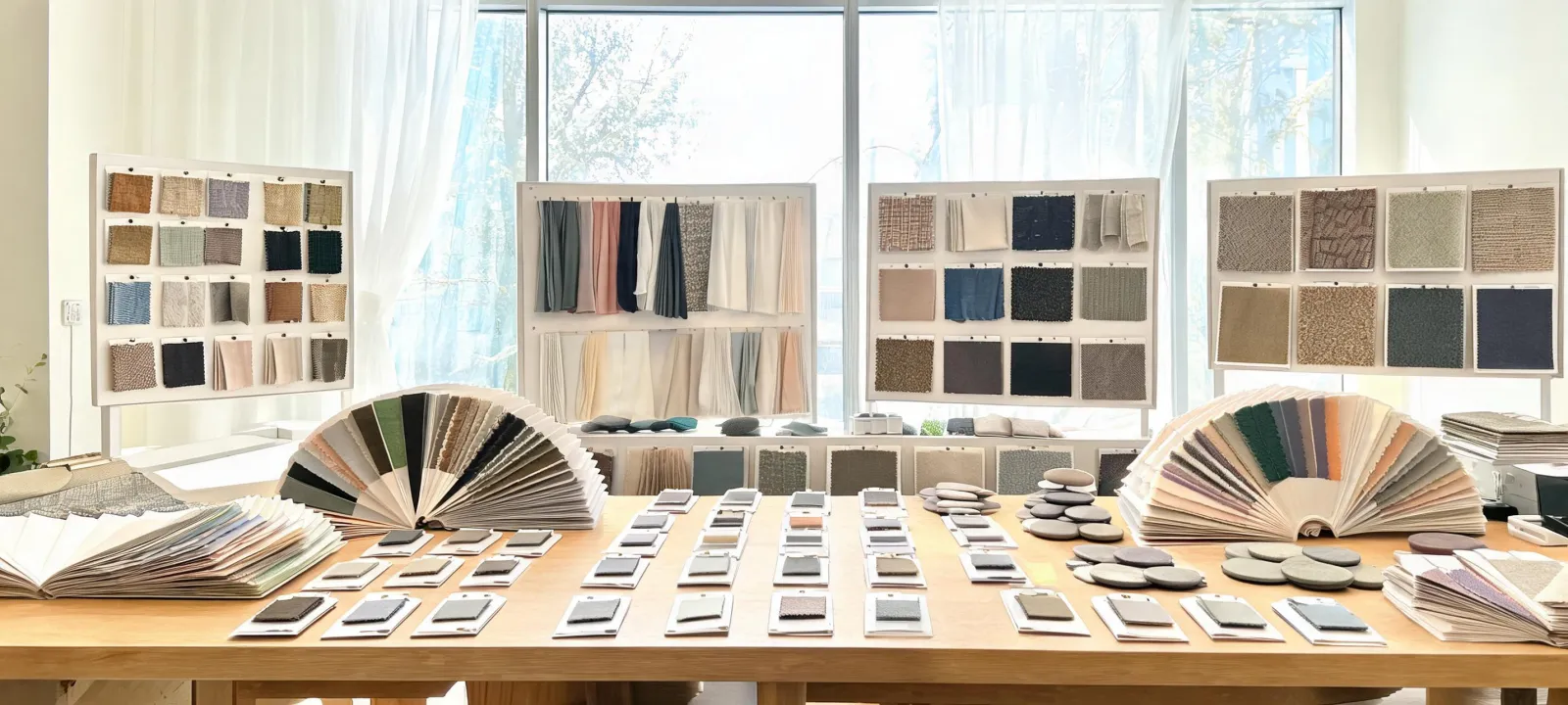 Romo upholstery and drapery samples prepared for specification review